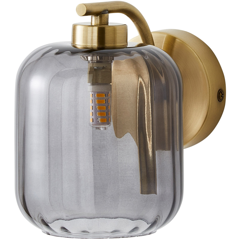 ValueLights Amelie Ribbed Glass Gold Stem LED Wall Lamp Image 1