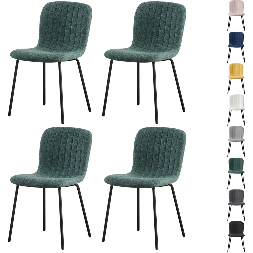 Bella Set of 4 Green Teddy Faux Fur Stitched Design Dining Chairs Image 7