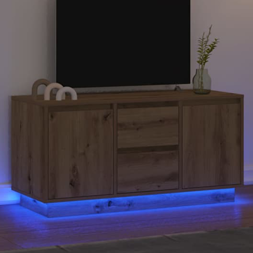 vidaXL 2 Door 2 Drawer Artisan Oak TV Cabinet with LED Lights Image 1