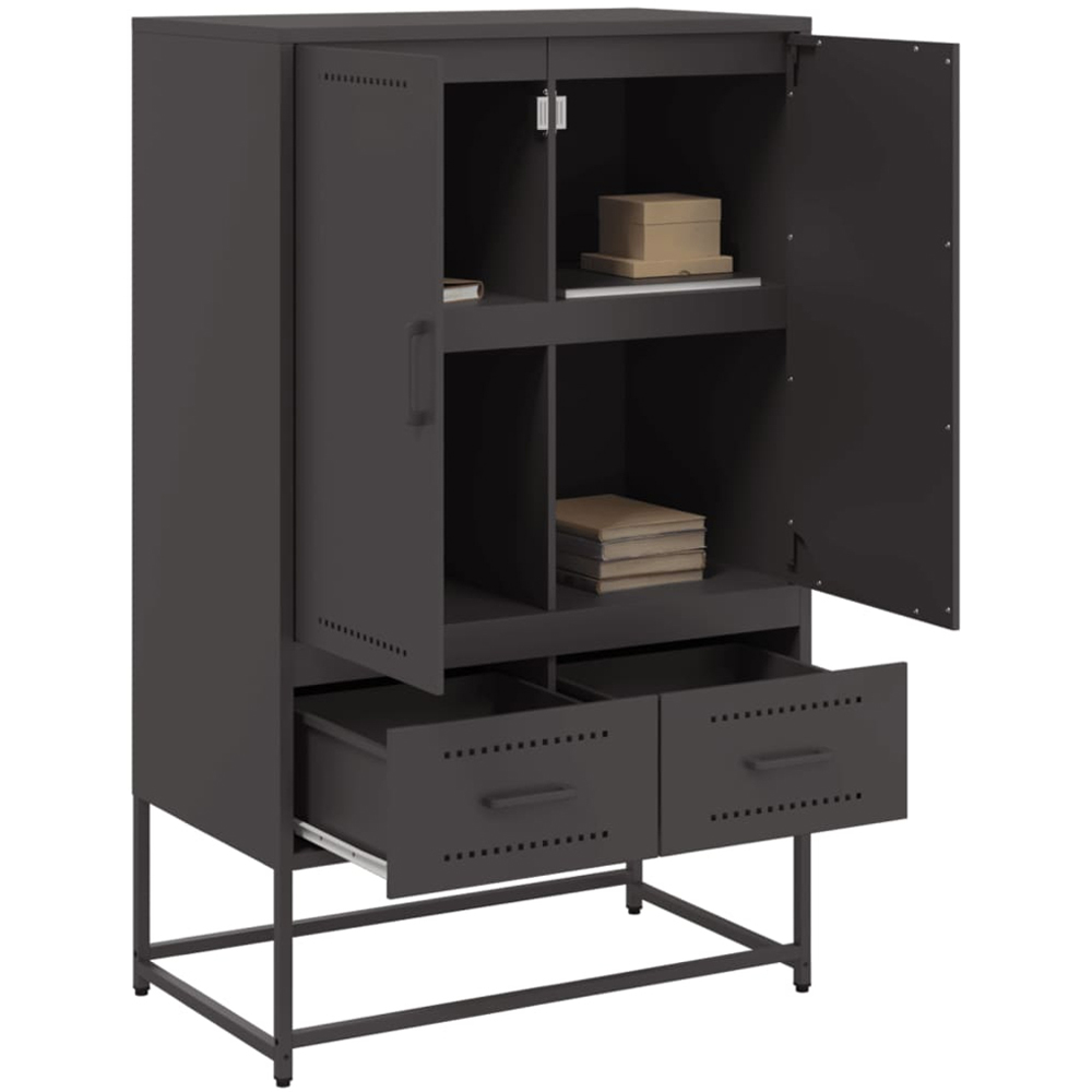 vidaXL 2 Door 2 Drawer Black Steel Highboard Image 4