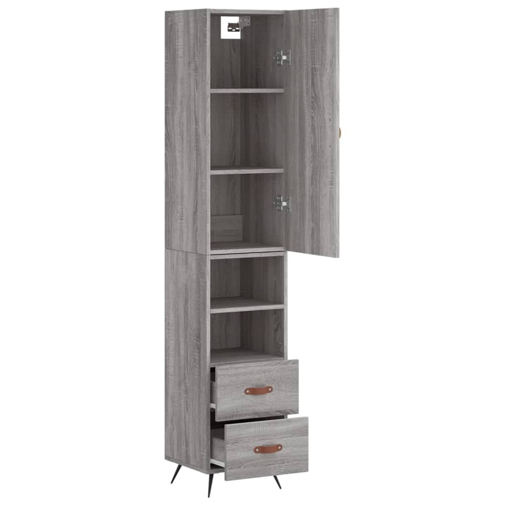vidaXL Single Door 2 Drawer 2 Shelf Grey Sonoma Highboard Image 4