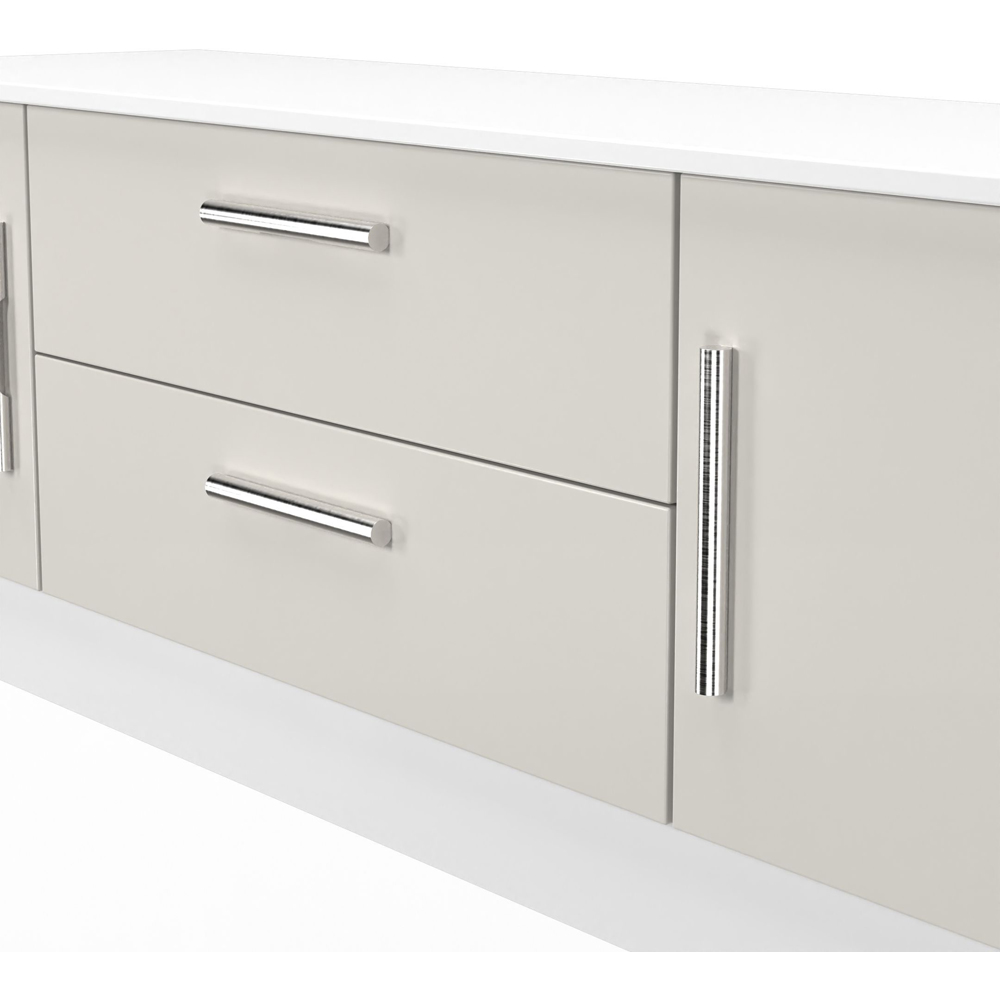 Crowndale Contrast 2 Door 2 Drawer Grey Matt and White Wide TV Unit Ready Assembled Image 5