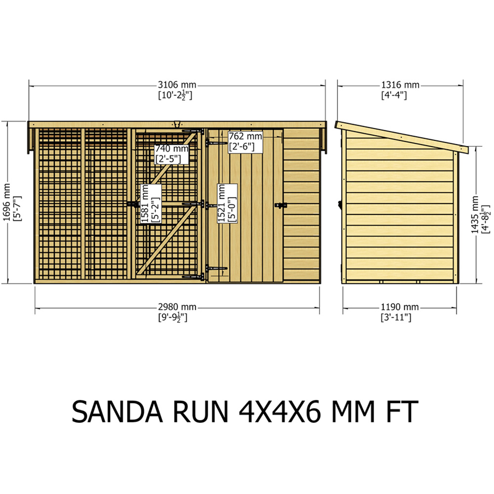 Shire Sanda 8.5ft x 4ft Shiplap Run Pent Shed Image 3