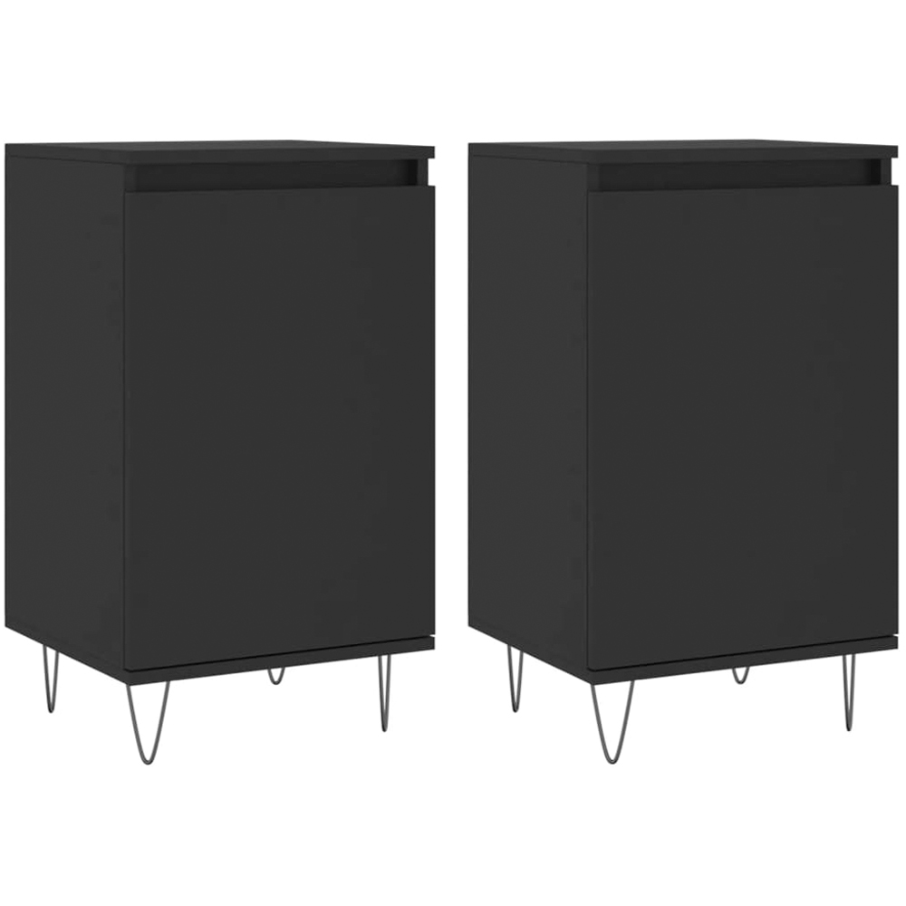vidaXL Single Door Black Sideboard Set of 2 Image 2