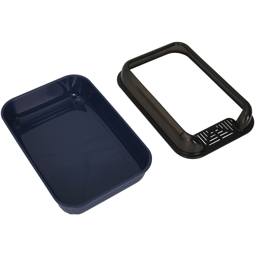 H&O Direct Large Open Plastic Anti Splash Blue Cat Litter Box Image 3