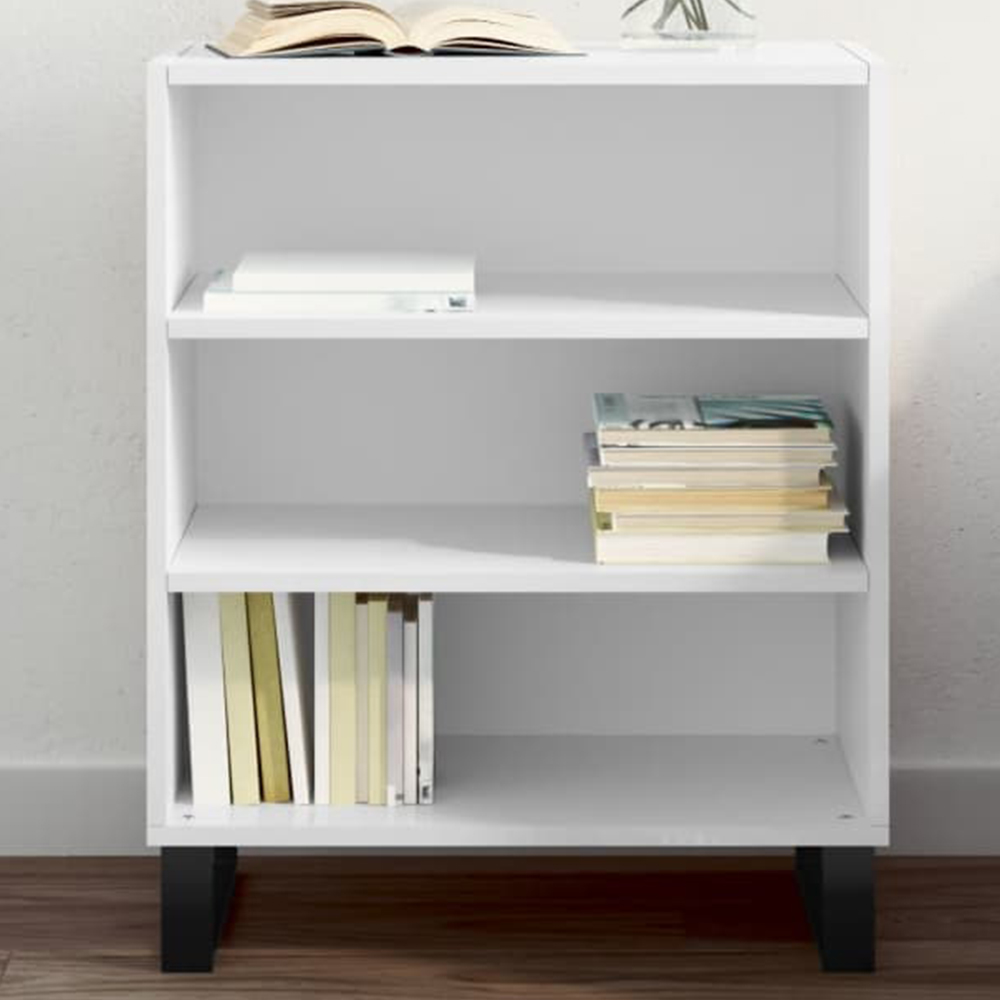 vidaXL 3 Shelf High Gloss White Sideboard Image 1