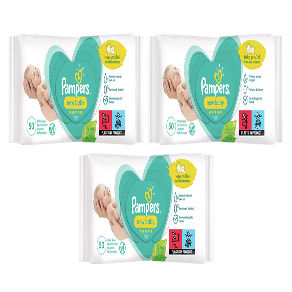Pampers New Baby Sensitive Wipes 50 Wipes Case of 3 × 4 Pack Image 1