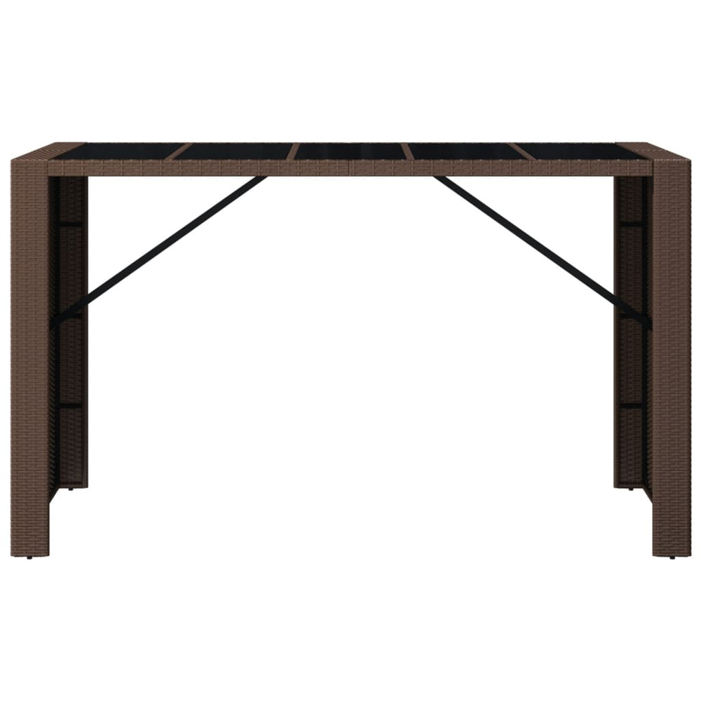 vidaXL Brown and Black Polyrattan Glass Top Bar Table 110 x 80 x 185cm Image 3