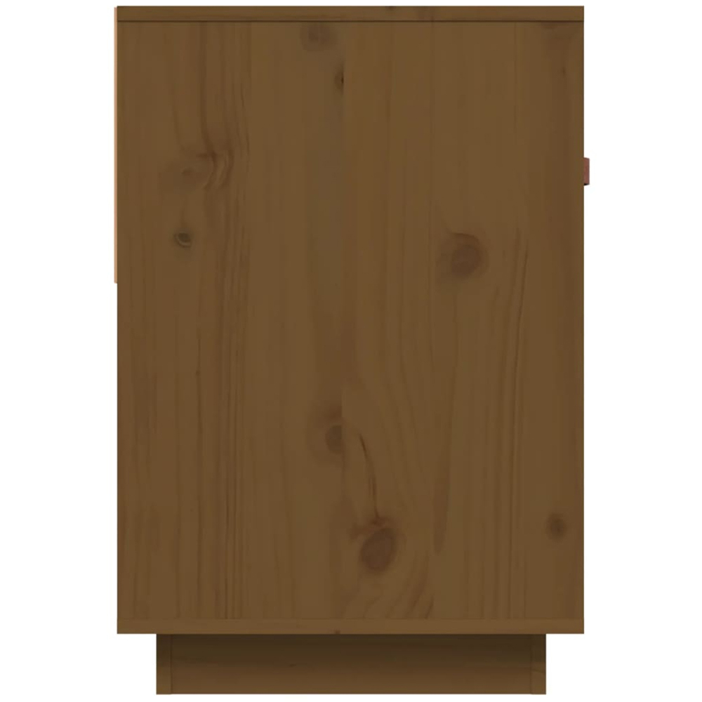vidaXL 2 Drawer Single Open Shelf Honey Brown Solid Wood Pine TV Cabinet Image 7