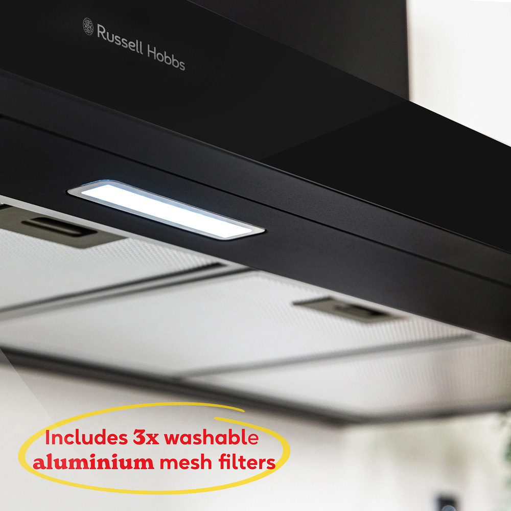 Russell Hobbs RHGCH903B Black T-Shaped 90cm Chimney Cooker Hood Image 8