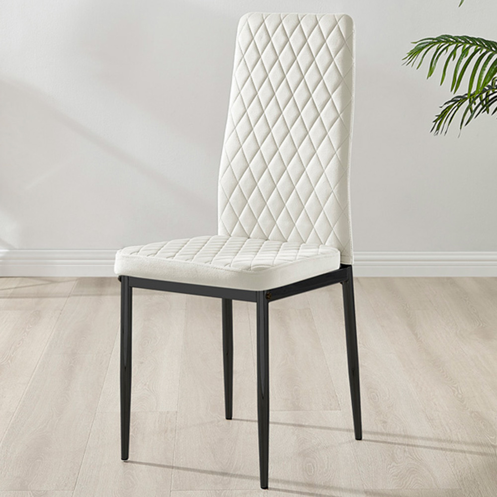 Furniturebox Valera Set of 4 Cream and Black Velvet Dining Chair Image 1