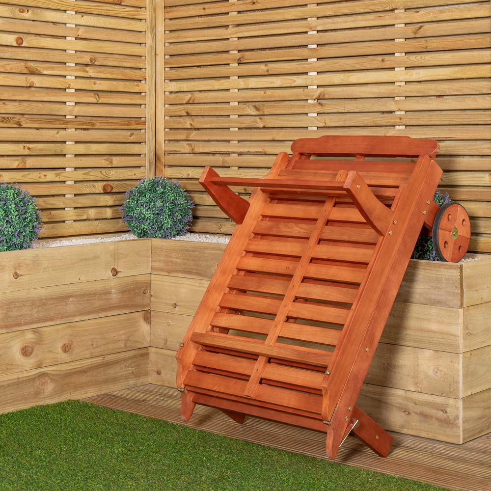 Samuel Alexander Wooden Foldable Sun Lounger with Wheels Image 8