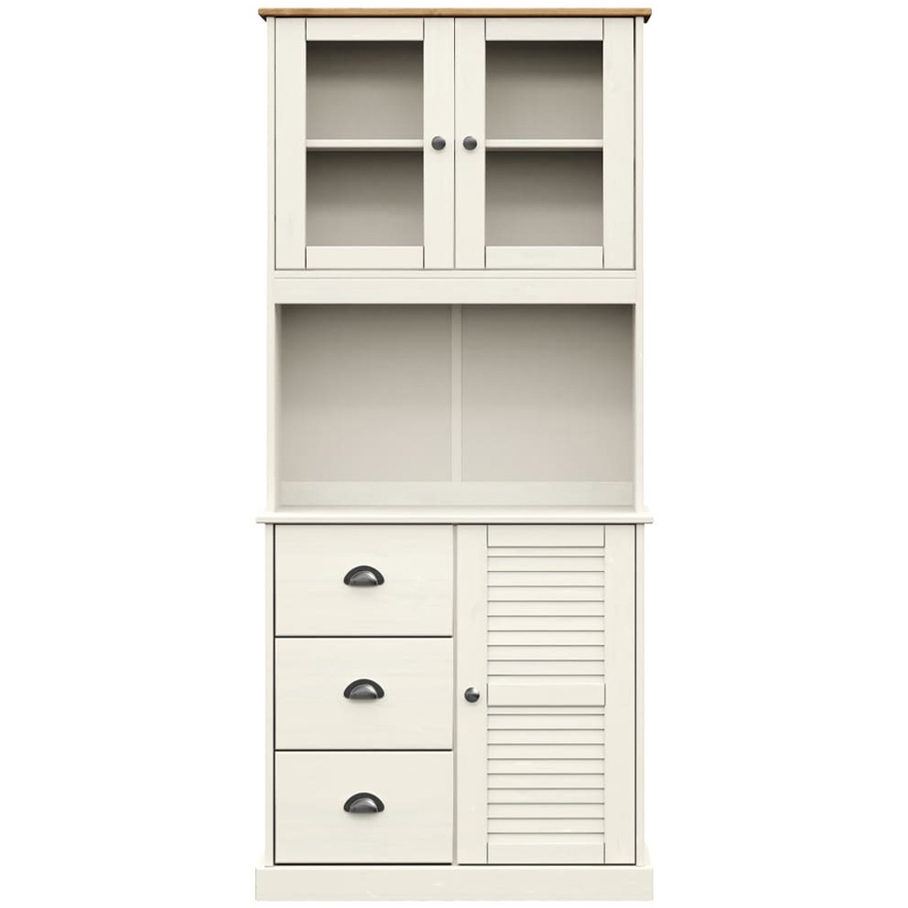 vidaXL Vigo 3 Door 3 Drawer White Solid Pine Wood Highboard Image 5
