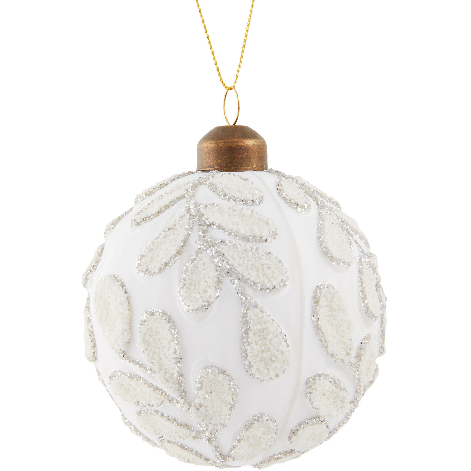 Embellished Leaf Bauble Matte White Image
