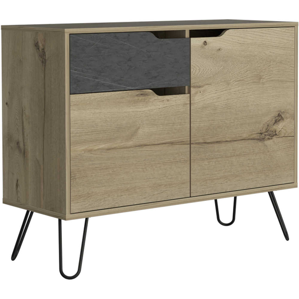 Core Products Manhattan 2 Doors Single Drawer Oak and Grey Small Sideboard Image 2
