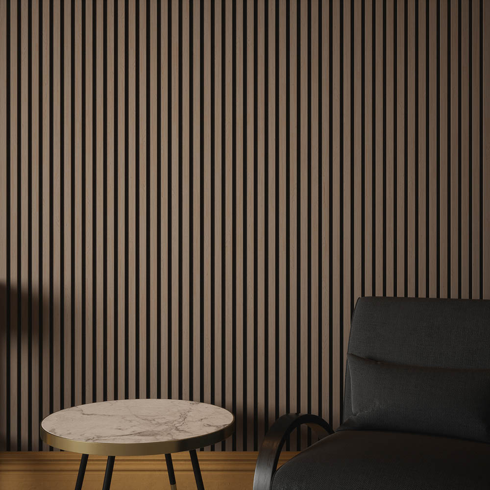 Kraus Easy Living Chestnut Acoustic Slat Wall Panel 240 x 60cm Image 1