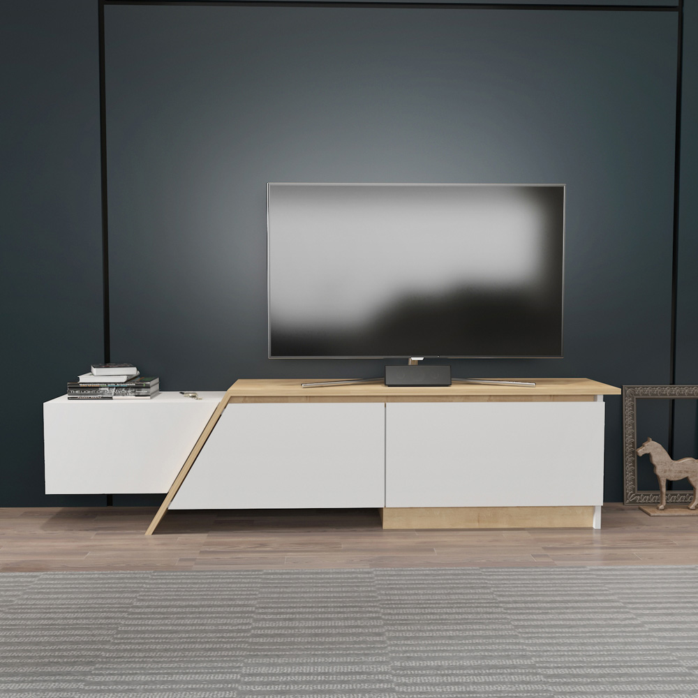 Decorotika Zonas 3 Door White and Oak TV Unit Image 6