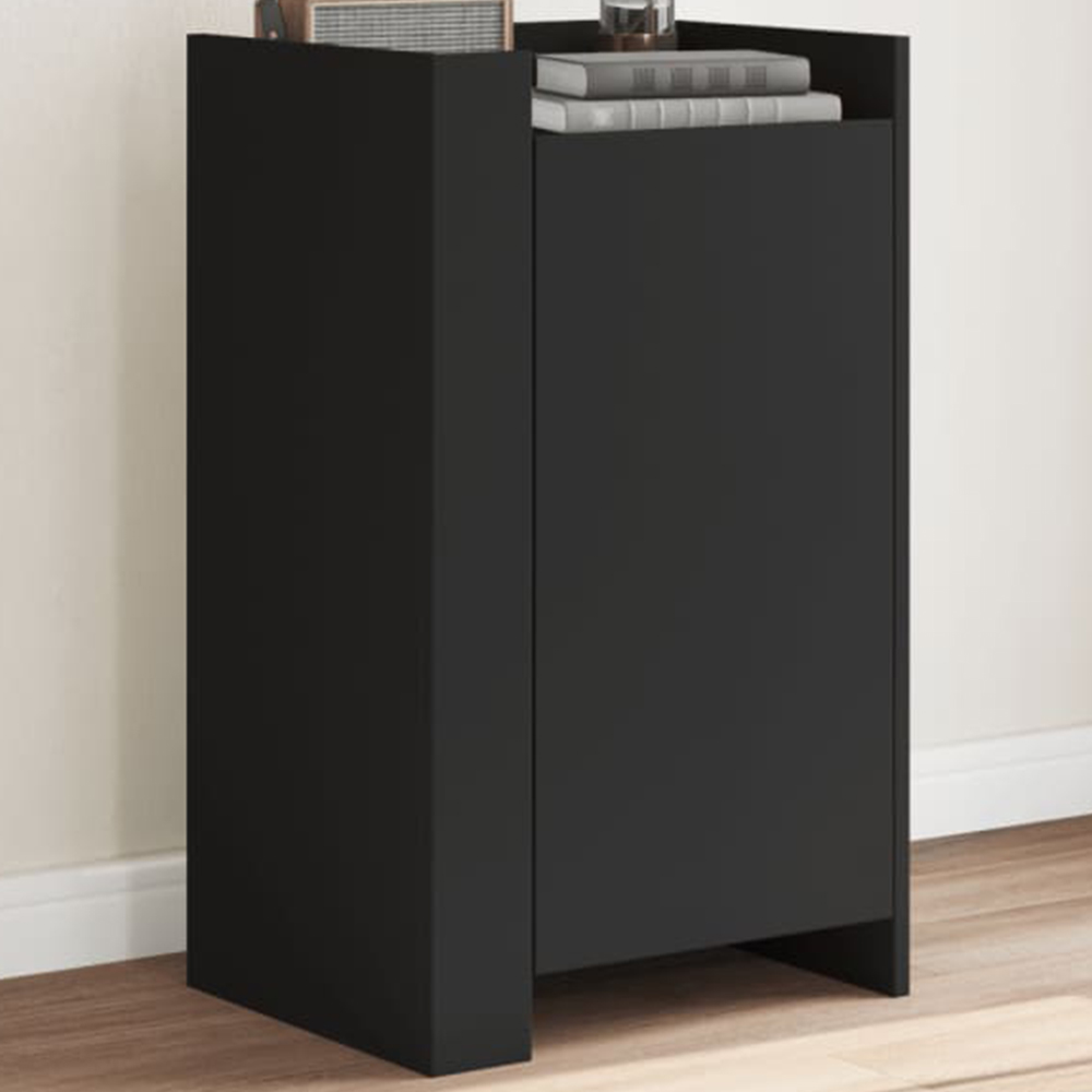 vidaXL Single Door Black Wooden Sideboard Image 1