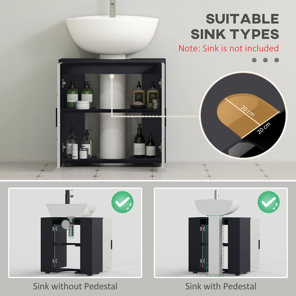 Kleankin 2 Door Light Grey Bathroom Vanity Unit Image 4