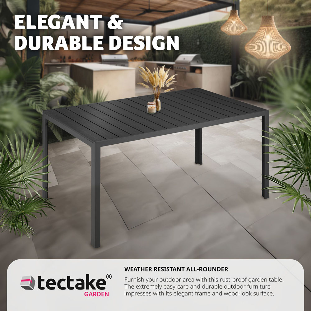 tectake Bianca Black Wood Look Aluminium Garden Table Image 4