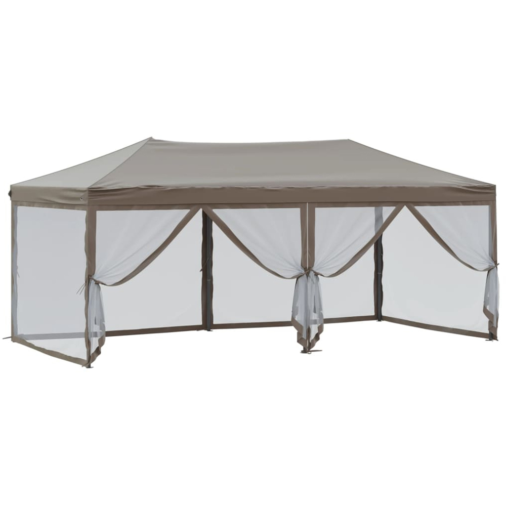 vidaXL 3 x 6m Taupe Foldable Party Tent with Sidewalls Image 6