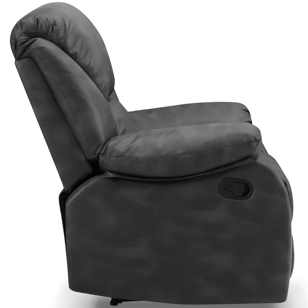 Home Detail Enoch 3 Seater Black Faux Leather Manual Recliner Sofa Image 4