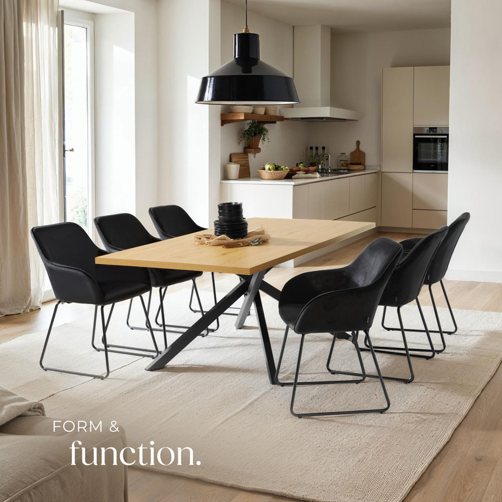 tectake Jeane Set of 2 Black Velvet Look Dining Chair Image 8