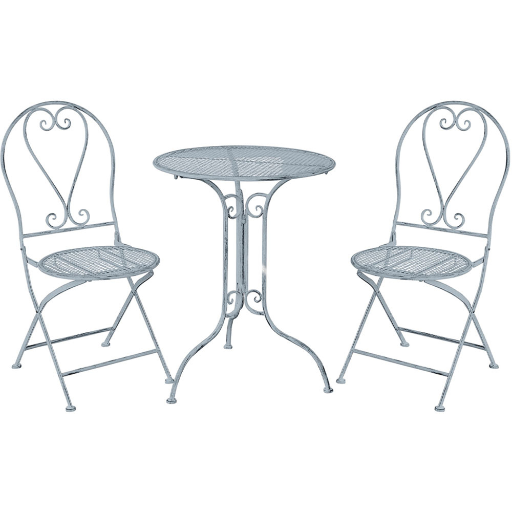 GlamHaus Toulouse 2 Seater Bistro Set Duck Egg Blue Image 2