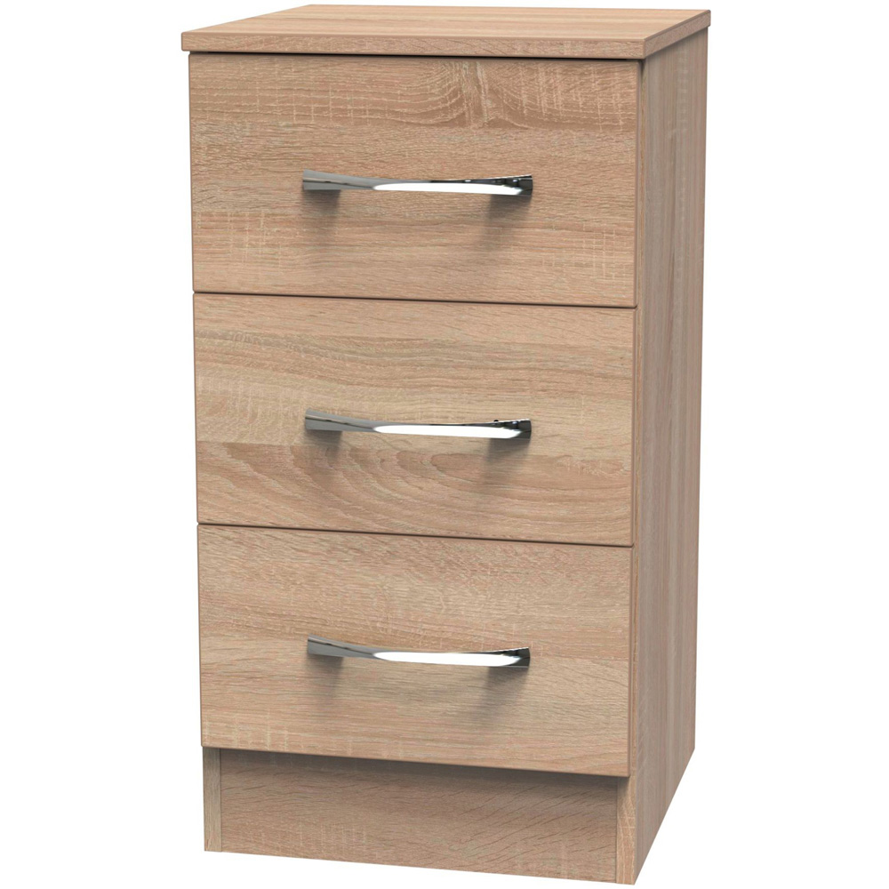 Crowndale Avin 3 Drawer Bardolino Oak Bedside Cabinet Image 2
