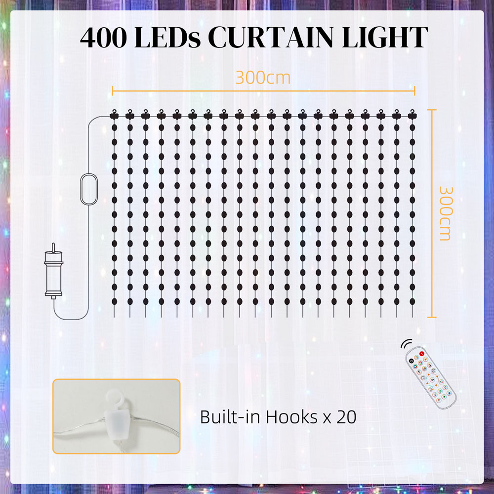 Portland Smart LED Fairy Light Curtain 3 x 3m Image 9