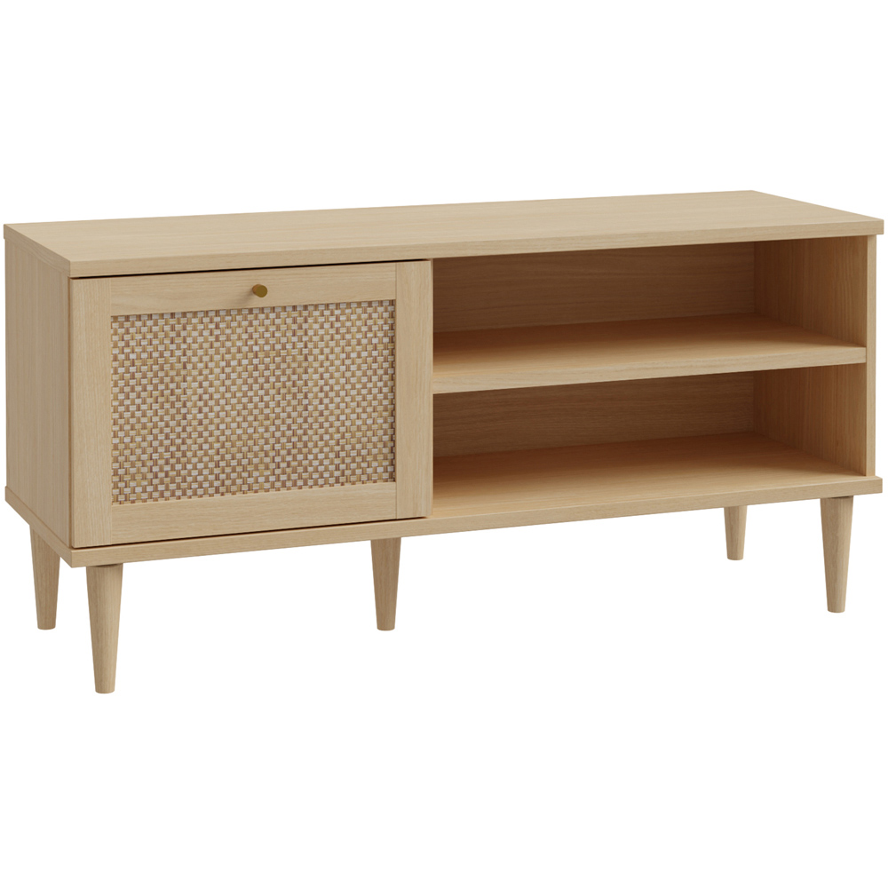 Florence Calasetta Single Door 2 Shelf Rattan Oak TV Unit Image 2