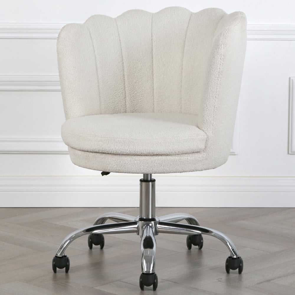 Flora White Petal Back Swivel Office Chair Image 1