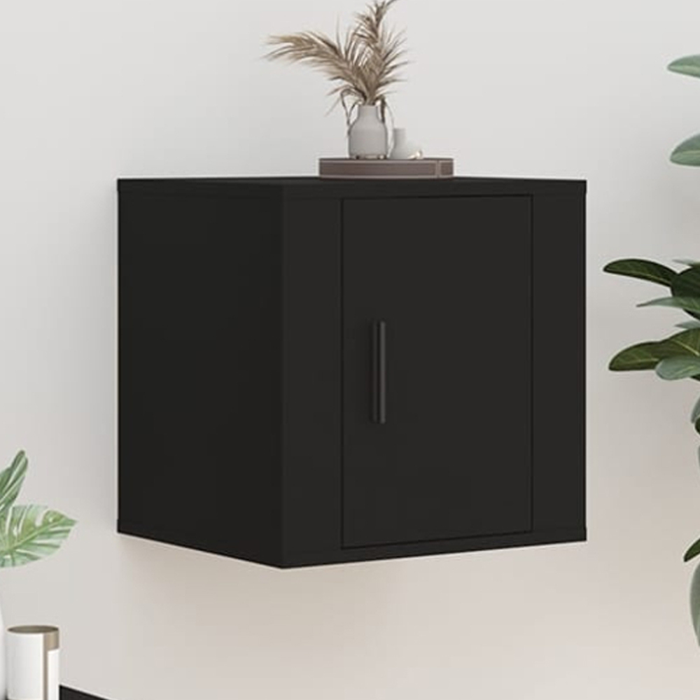 vidaXL Single Door Black Wall Mounted TV Cabinet Set of 2 Image 1