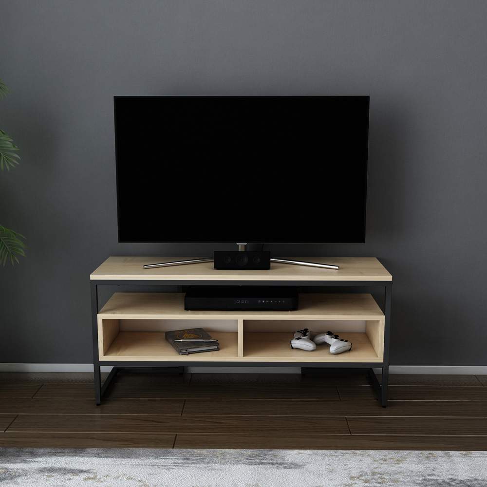 Decorotika Merrion 3 Shelf Black and Oak TV Unit Image 4