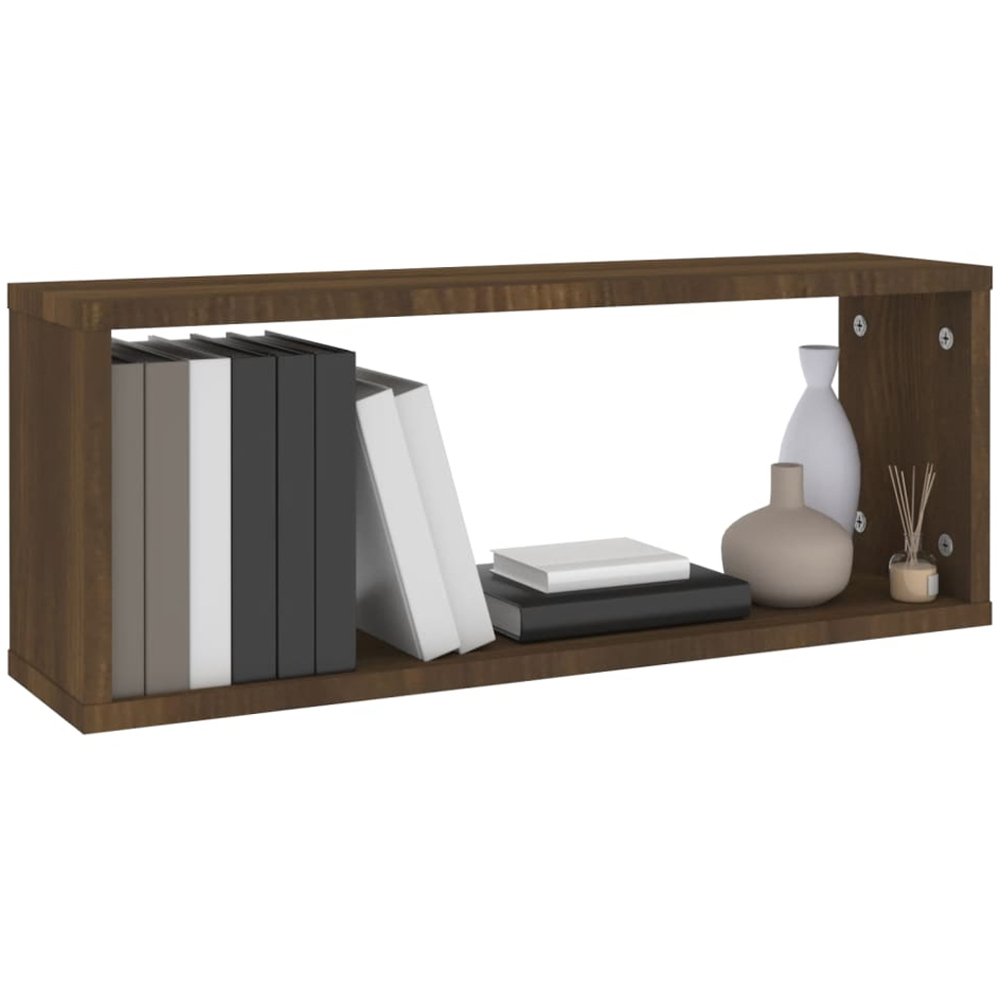 vidaXL 60 x 15 x 23cm Set of 6 Brown Oak Cube Wall Shelf Image 6