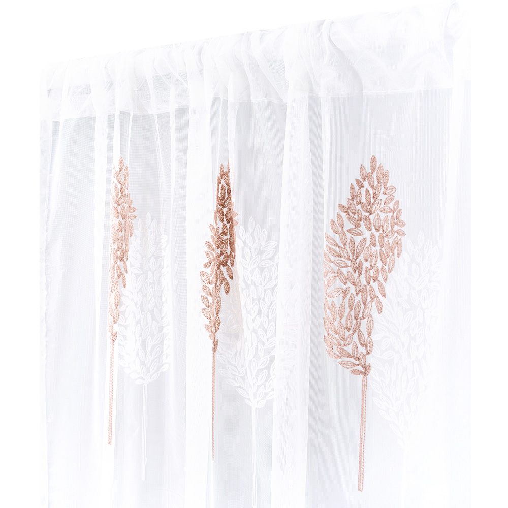 Living and Home Semi-Sheer Embroidered Leaf Curtains 100 x 200cm Image 4