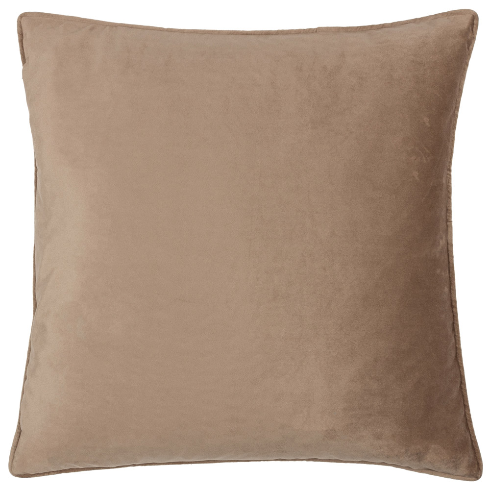 Paoletti Bloomsbury Taupe Geometric Cut Velvet Piped Cushion Image 3