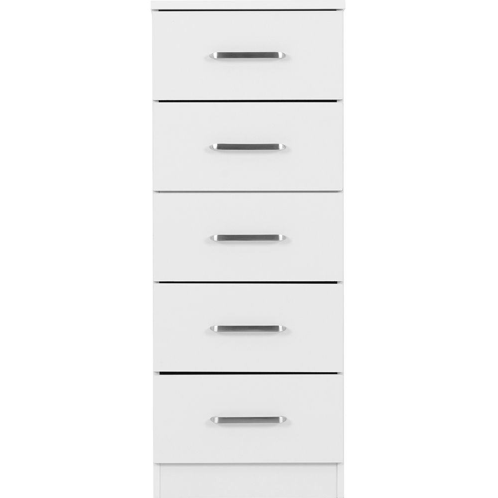 Seconique Dakota 5 Drawer White Narrow Storage Chest Image 3
