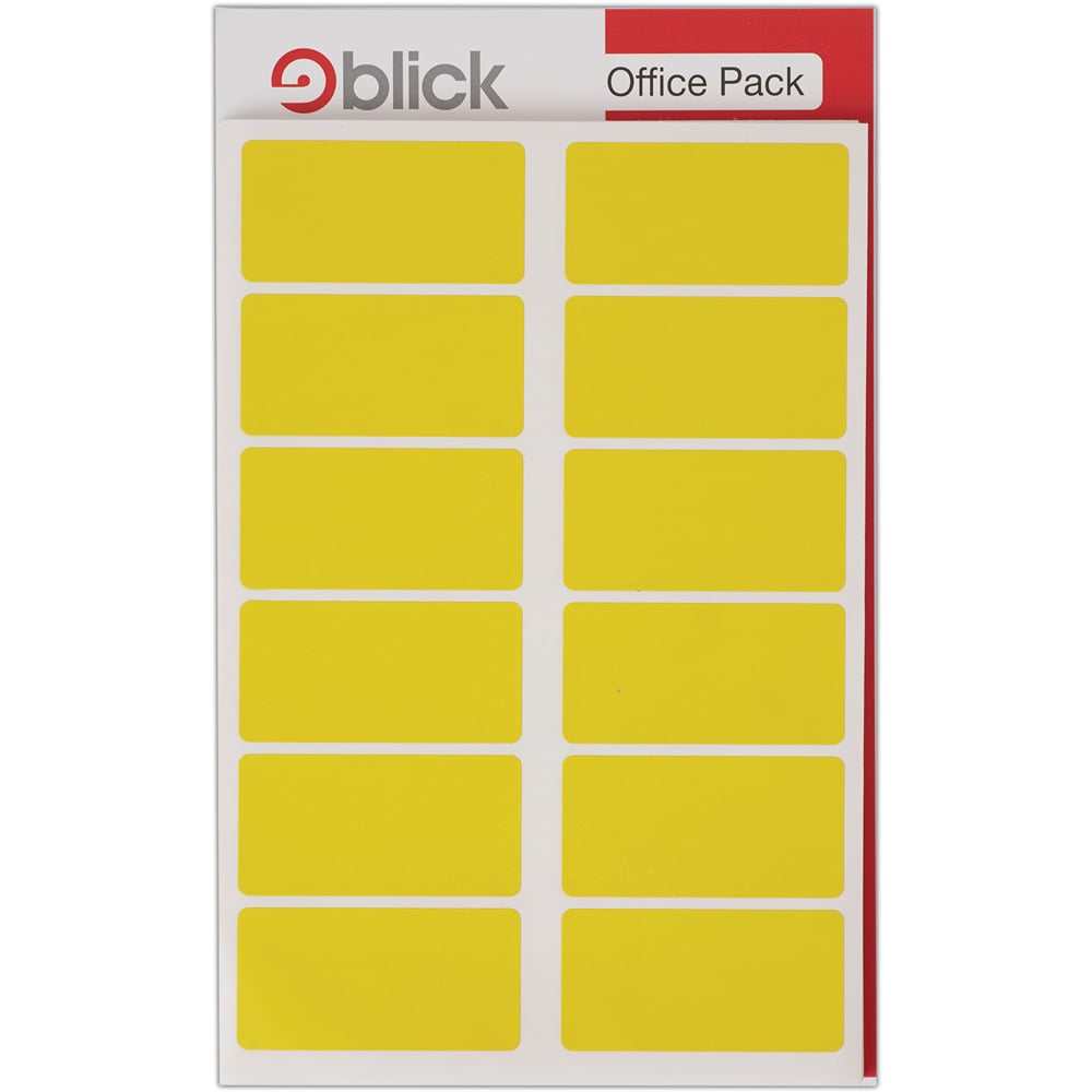 Blick Yellow Rectangular Self Adhesive Office Stickers 25 x 50mm 320 Pack Image 1