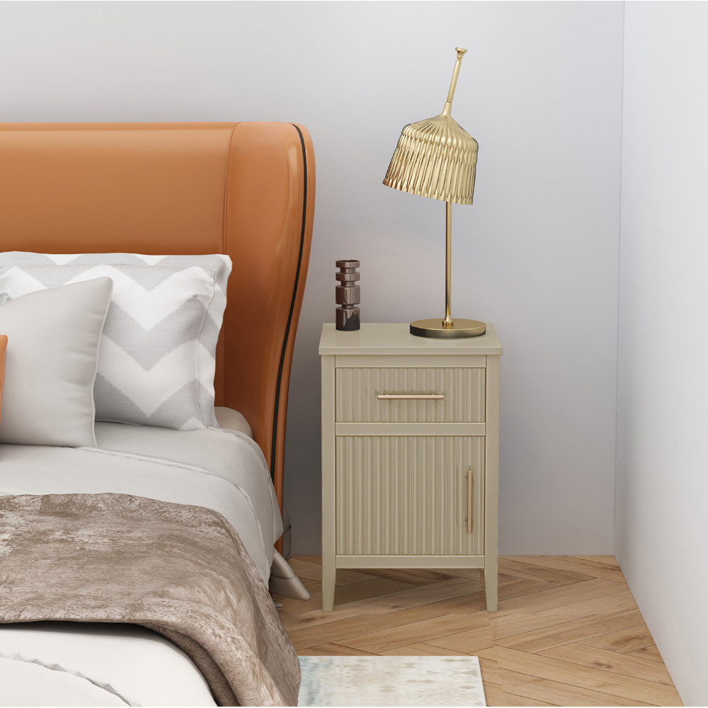 Monti Single Door Single Drawer Clay Bedside Table Image 8