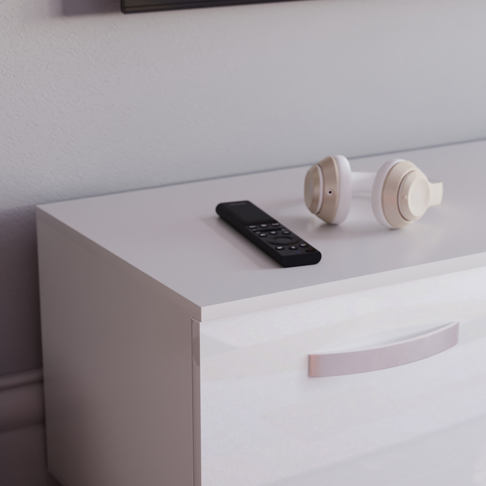 Vida Designs Cosmo 2 Door White TV Unit with LED Image 3