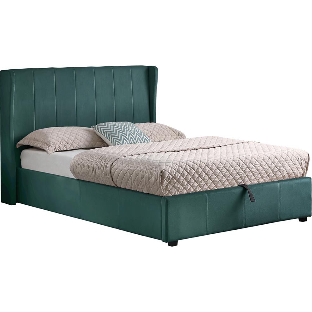 Seconique Amelia Double Green Fabric Ottoman Storage Bed Frame Image 2