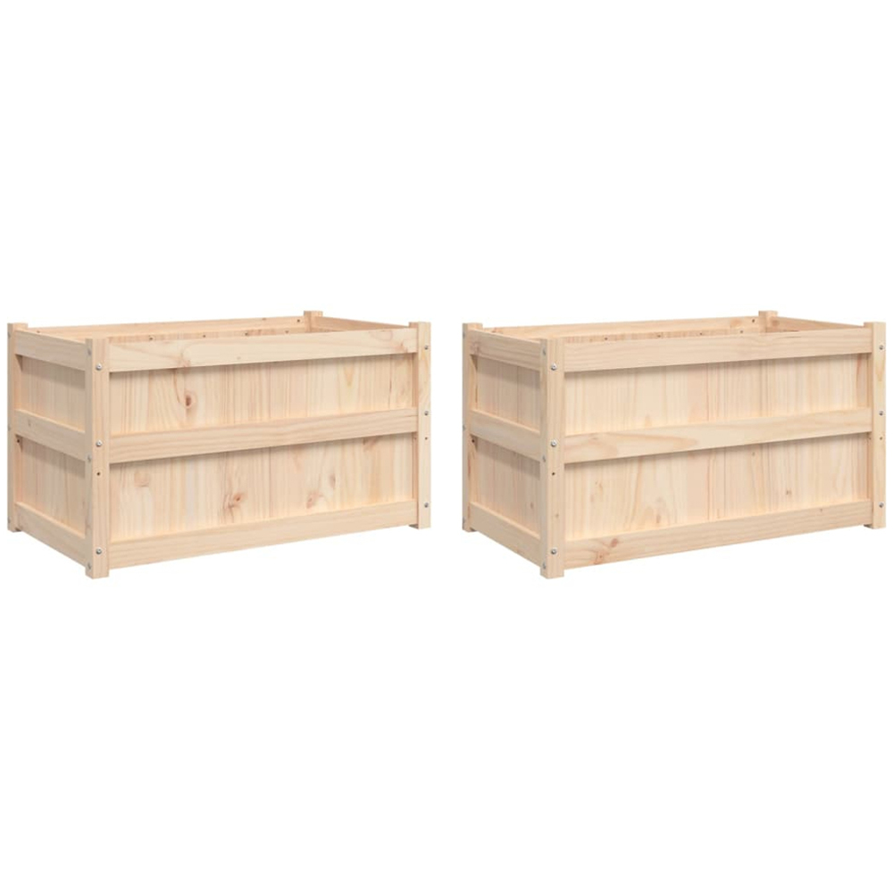 vidaXL Natural Solid Pine Wood Garden Planter 90 x 50 x 50cm 2 Pack Image 6