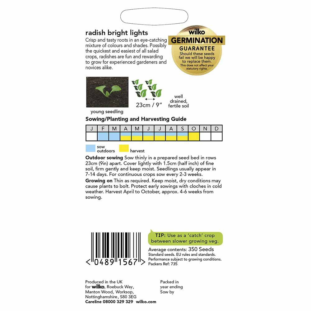 Wilko Radish Bright Lights Seeds Image 3