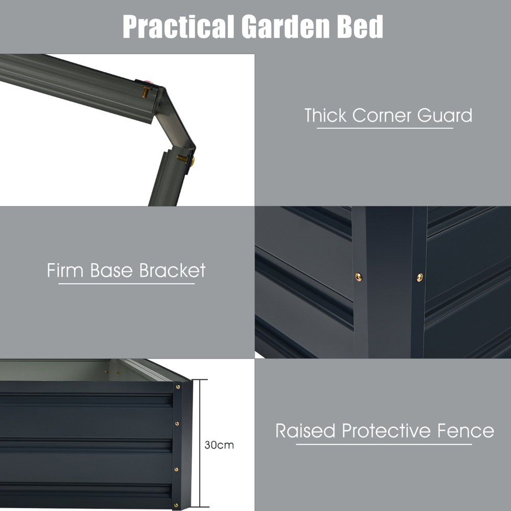 Costway Grey Metal Raised Outdoor Garden Bed Image 5