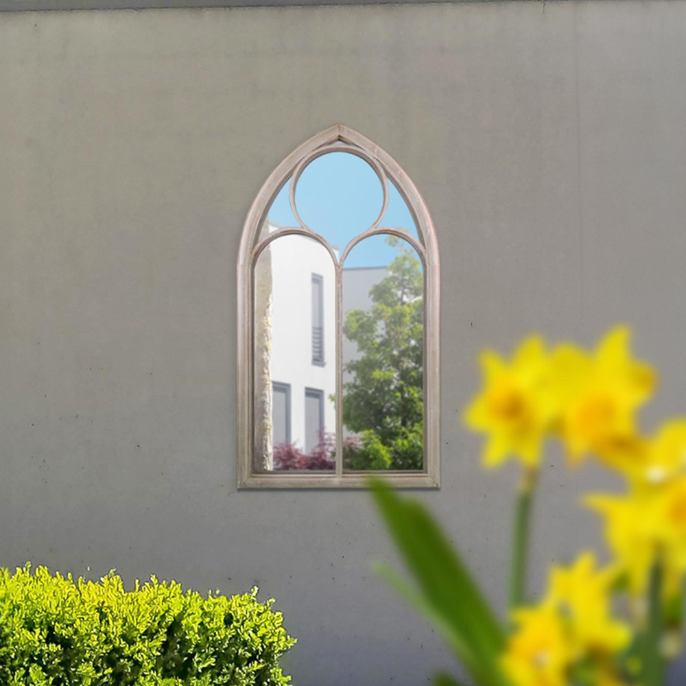 MirrorOutlet Somerley Stone Chapel Arched Garden Mirror 112 x 61cm Image 4