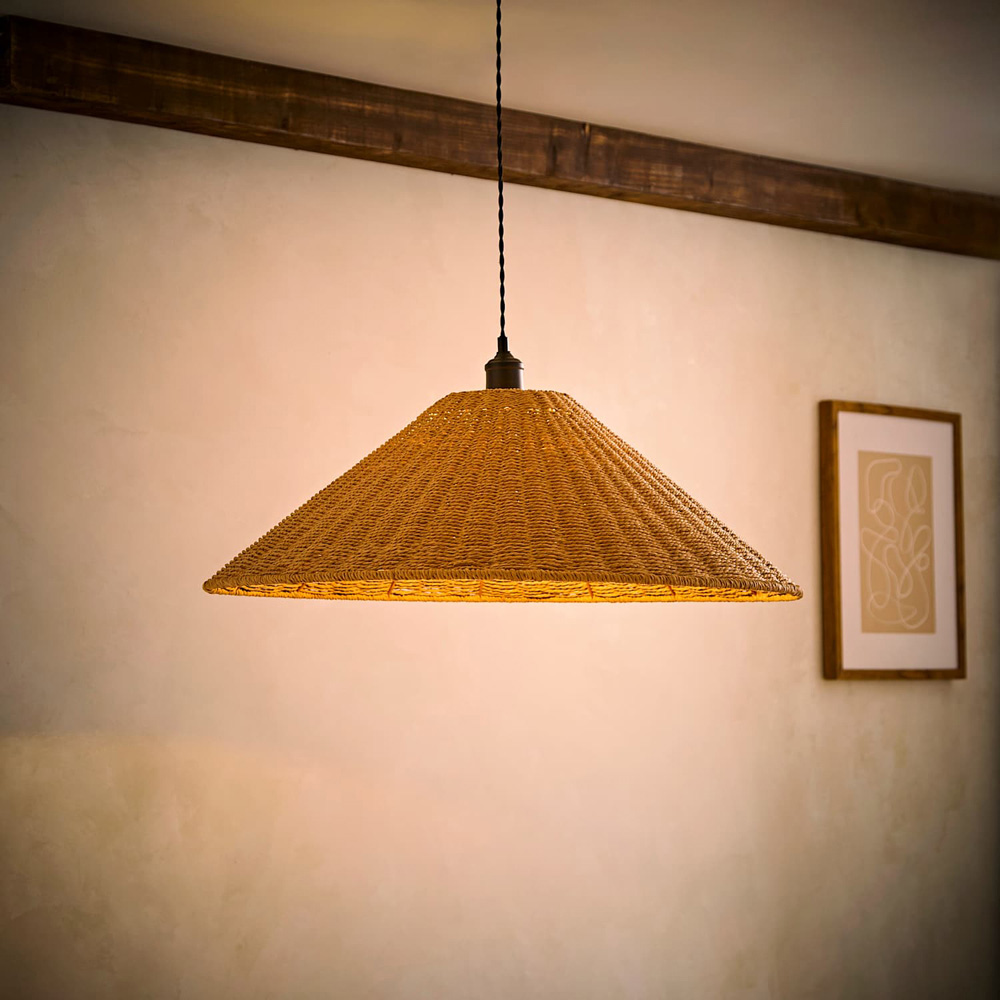 ValueLights Thelma Wicker Conical Shade Ceiling Pendant Light Image 2
