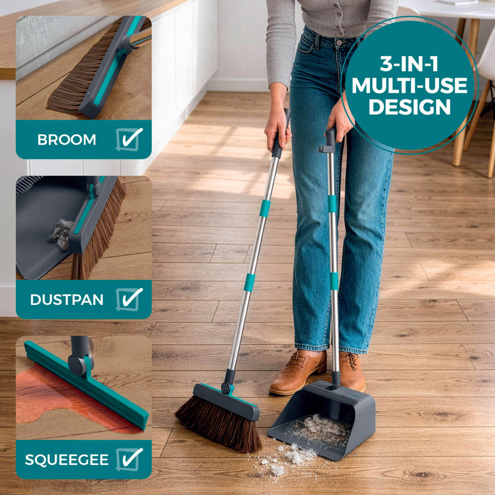 Tower 3-in-1 Dust Pan and Brush with Squeegee Image 5