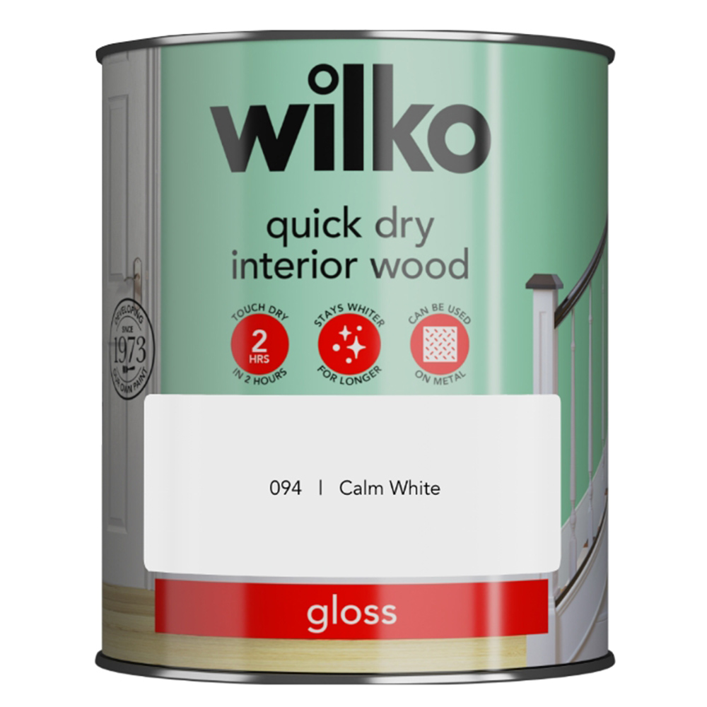 Wilko Quick Dry Interior Wood Calm White Gloss Paint 750ml Image 2