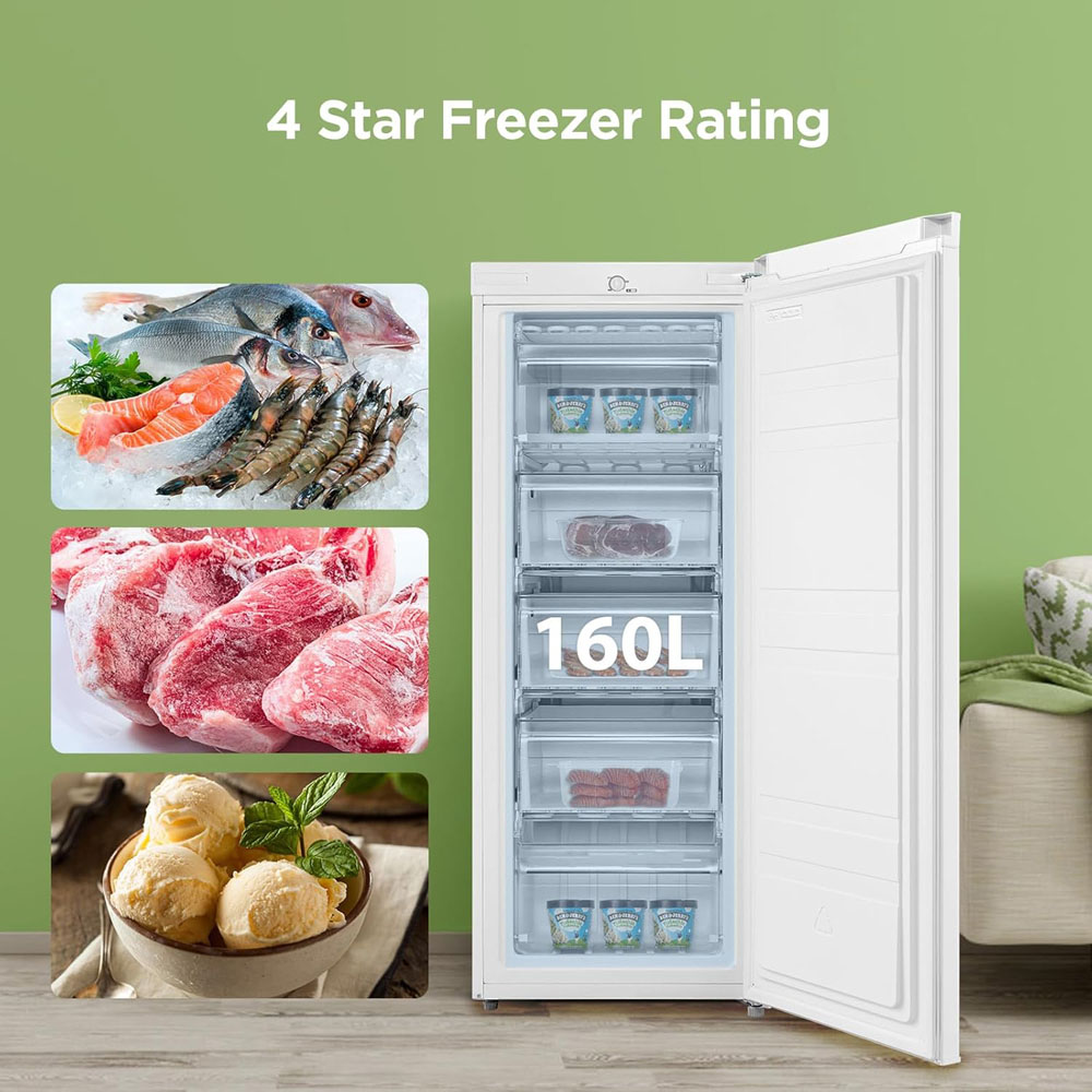 Comfee White Freestanding Tall Freezer with Adjustable Thermostat and Reversible Door 160L Image 8